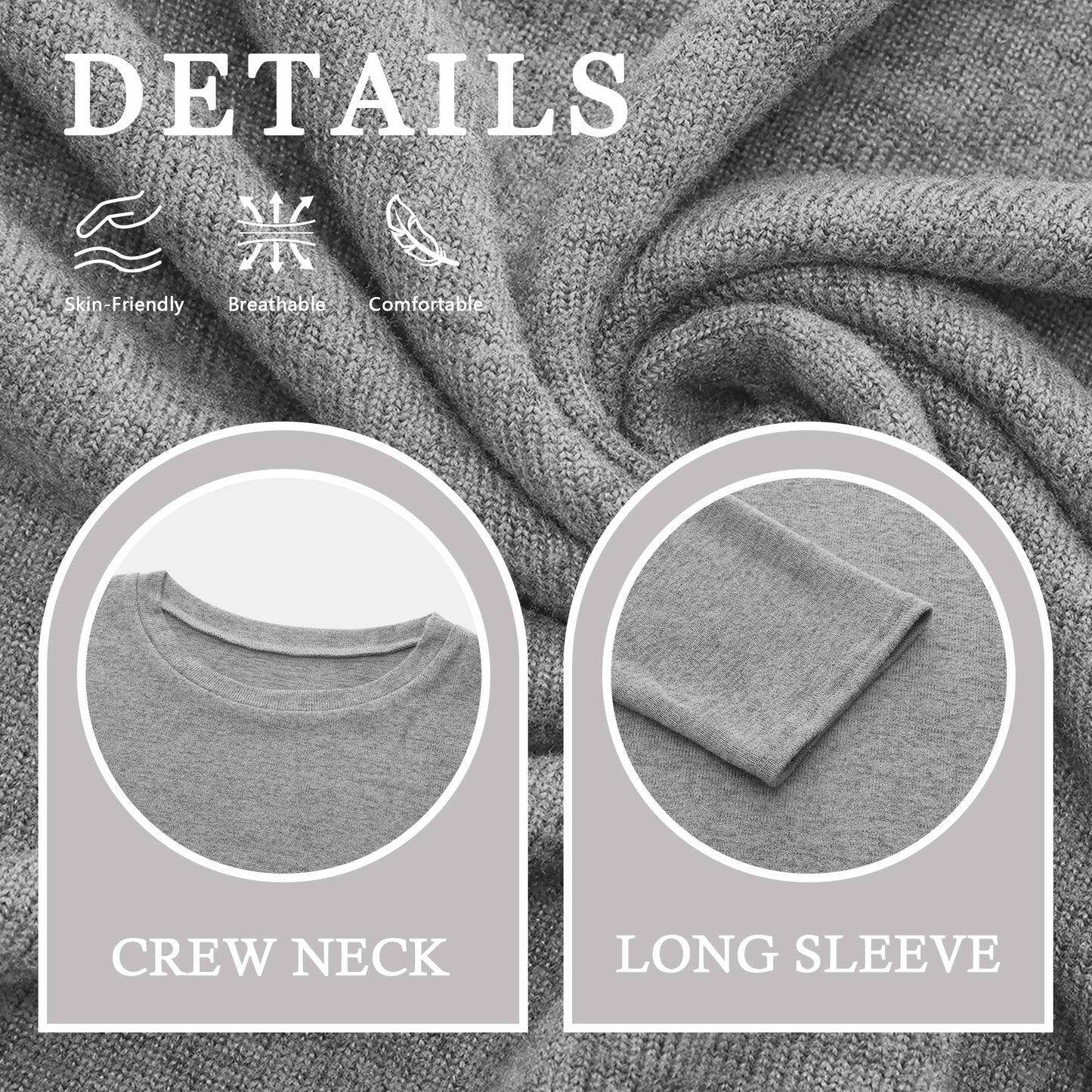 Long Sleeve Shirts for Women Fall Womens Tops Crew Neck Shirts for Women Lightweight Pullover Basic Tunic Winter Clothes Grey S