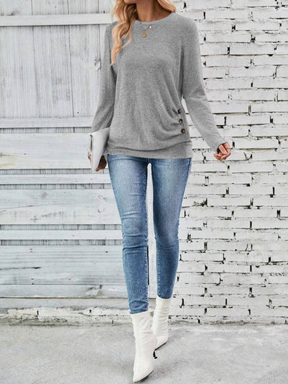 Long Sleeve Shirts for Women Fall Womens Tops Crew Neck Shirts for Women Lightweight Pullover Basic Tunic Winter Clothes Grey S