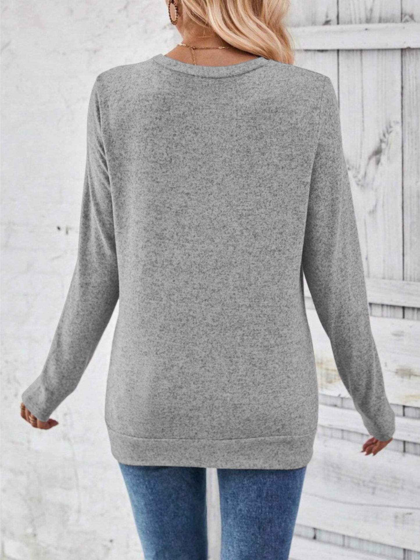 Long Sleeve Shirts for Women Fall Womens Tops Crew Neck Shirts for Women Lightweight Pullover Basic Tunic Winter Clothes Grey S