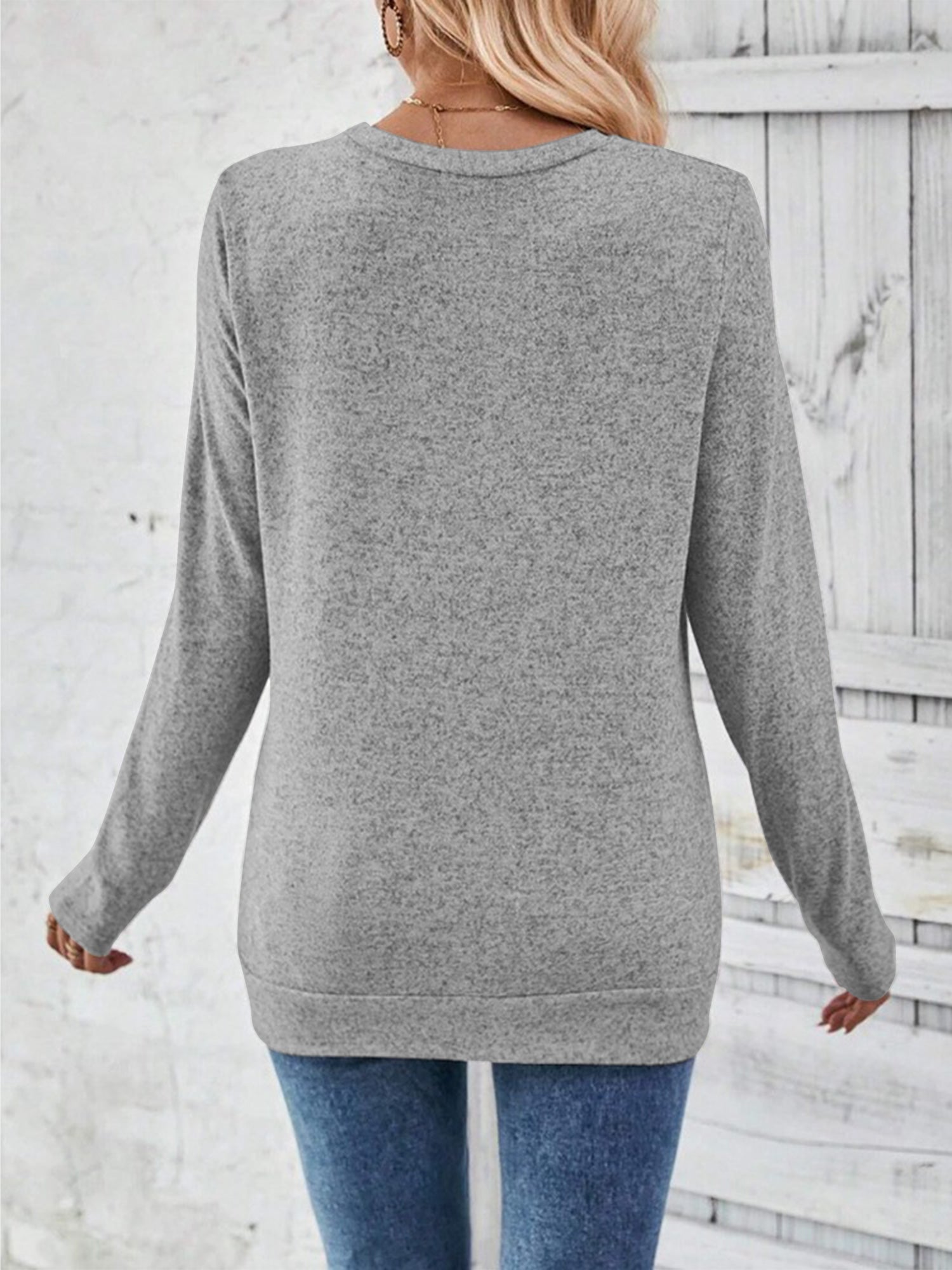 Long Sleeve Shirts for Women Fall Womens Tops Crew Neck Shirts for Women Lightweight Pullover Basic Tunic Winter Clothes Grey S